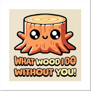 What Wood I Do Without You! Cute Tree Stump Pun Posters and Art